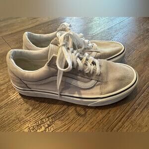 Vans Old Skool Suede Beige/White Sneaker Shoes Sz 8.5W/7M EUC